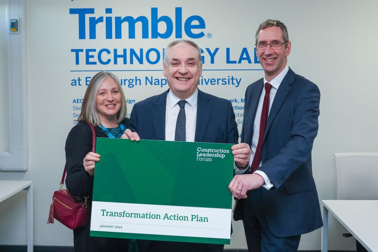 Pictured left to right - Morag Angus, Head of Property and Construction and Chief Surveyor at Scottish Government and co-chair of the Transformation Action Plan Board; Richard Lochhead, Minister for Small Business, Innovation, Tourism and Trade, and Peter Reekie, chief executive of the Scottish Futures Trust and co-chair of the Transformation Action Plan Board
