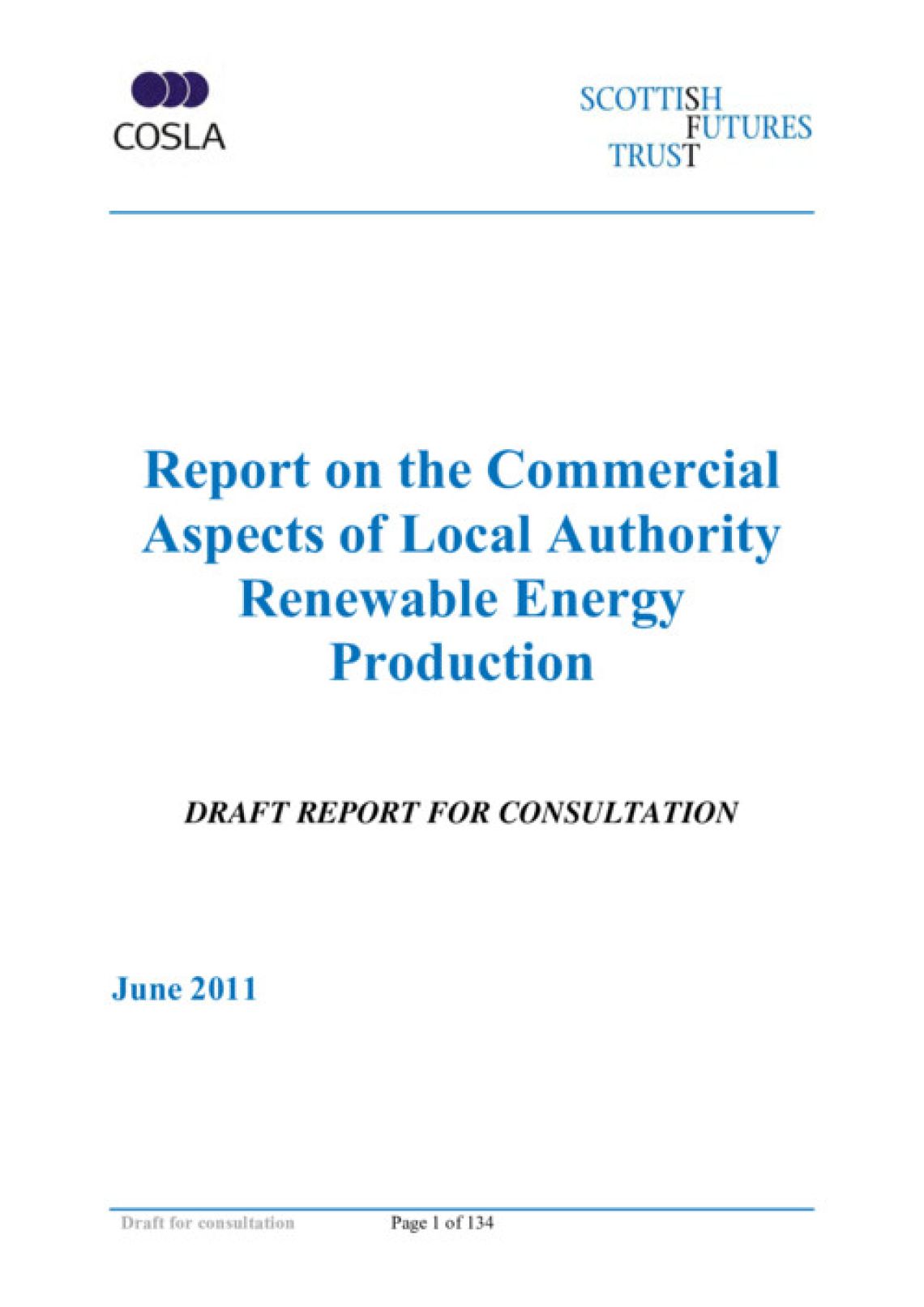 Commercial Aspects Local Authority Renewable Energy Production - Main Report cover