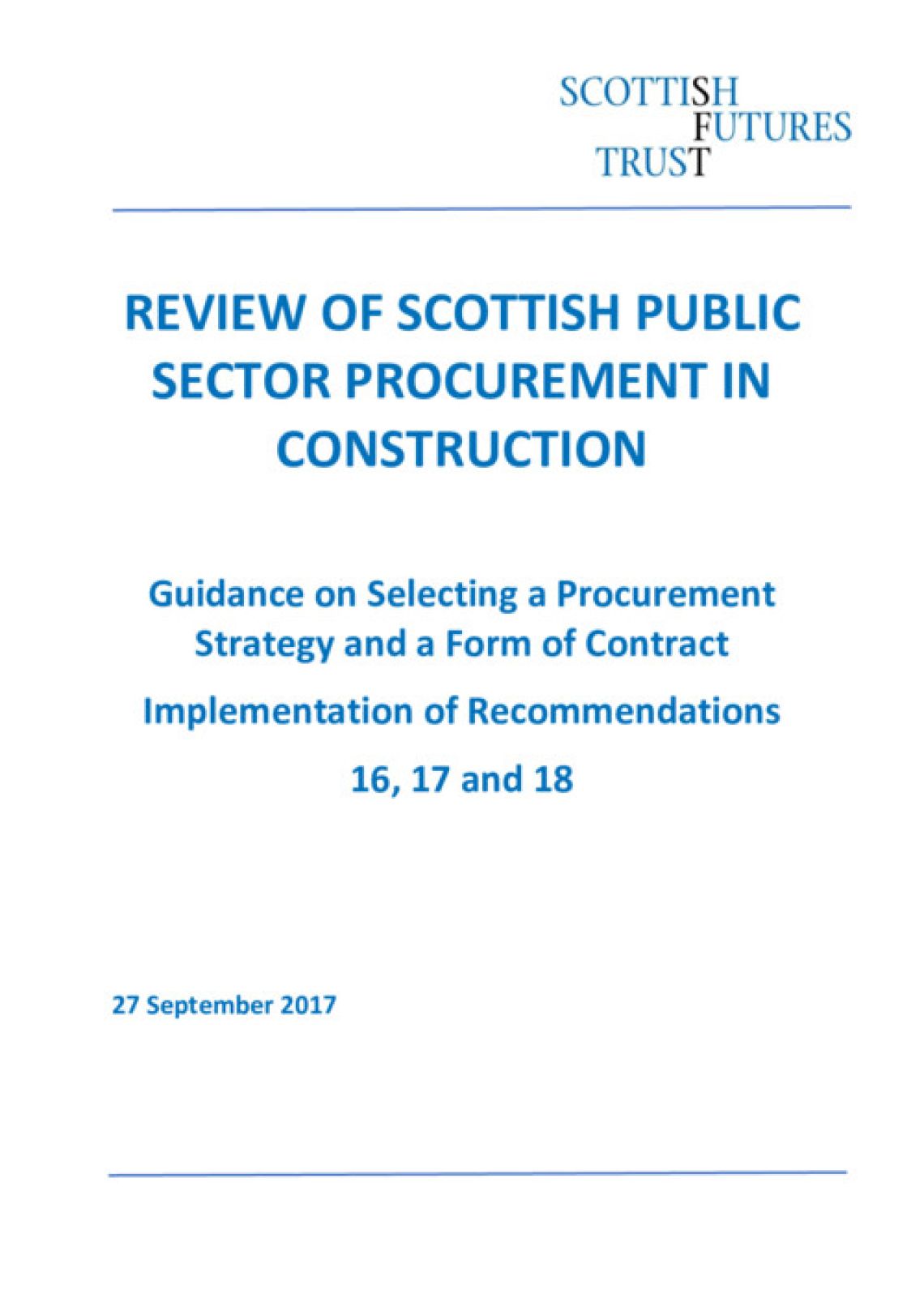 Guidance on Selecting a Procurement Strategy and a Form of Contract cover