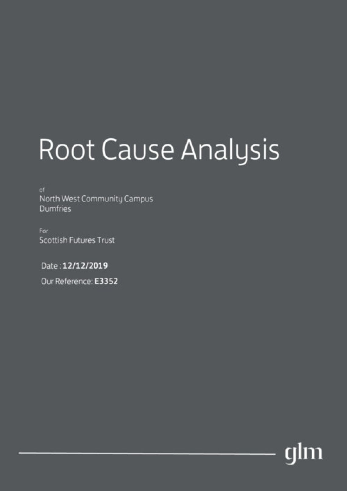 Root Cause Analysis Report - North West Community Campus cover