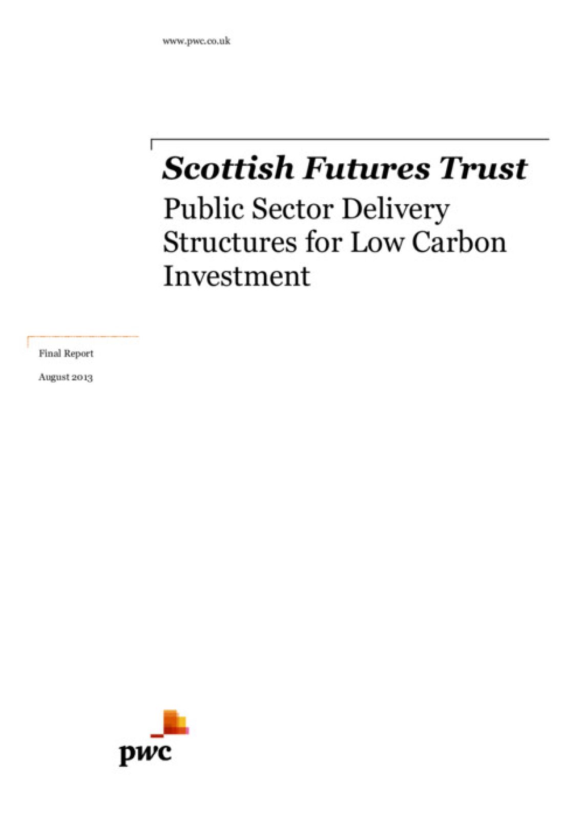 Public Sector Delivery Structures for Low Carbon Investment  cover