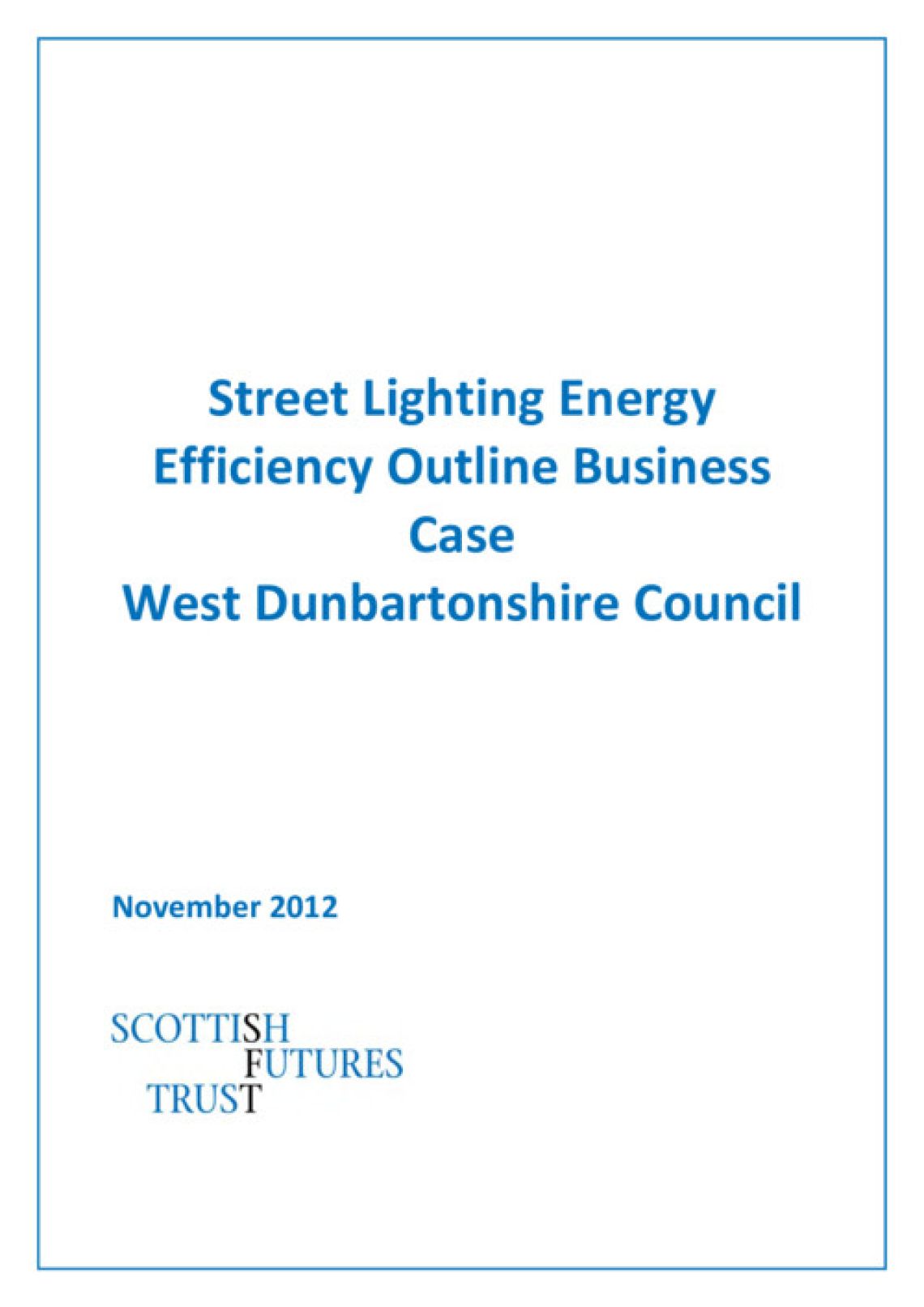 West Dunbartonshire Council - Street Lighting Business Case cover